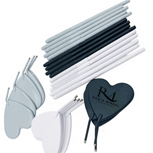 Miroir à cils en forme de cœur, couleur argent/blanc/noir avec revêtement en poudre, miroir pour extensions de cils et poignées à prise diamantée - Product Image 6