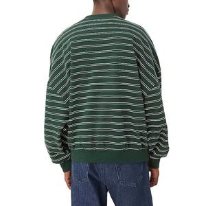 Sudadera OEM 2026 de Gran Tamaño con Cuello Redondo y Rayas, Hombros Caídos, Manga Larga, Tejida, para Otoño, Unisex, para Adultos, con Patrón Verde y Blanco - Product Image 2
