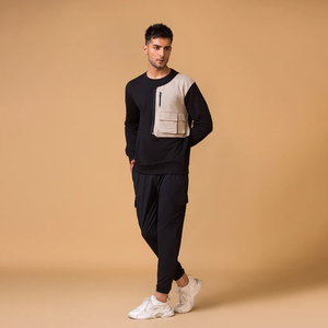 Conjunto Deportivo para Hombre con Sudadera con Capucha y Bloques de Color, Pantalones Jogger, Antibacterial, Ecológico, Poliéster/Algodón, Ropa Urbana - Product Image 1