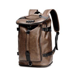 Leather Gym <b>Backpack</b> <b>Large</b> Capacity Zipper Closure Adjustable Strap Unisex Black Duffle Bag for Daily Use and Travel - Product Image 2