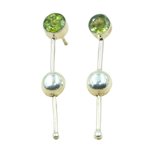 Natural Peridot Gemstone Drop <b>Dangle</b> <b>Earrings</b> 925 Sterling <b>Silver</b> Handmade Minimalist Long Bar <b>Earrings</b> for Women Gift Mom Her - Product Image 1