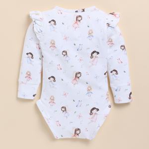 Body à manches longues en bambou organique élasthanne de qualité supérieure imprimé à volants de conte de fées pour sous-vêtements de bébé - Product Image 3