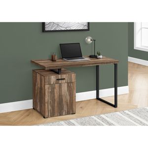 Scrivania per Computer Contemporanea da 48 Pollici per Ufficio Domestico con Cassetti di Stoccaggio Sinistro e Destro, Laminato Marrone e Metallo Nero - Product Image 5