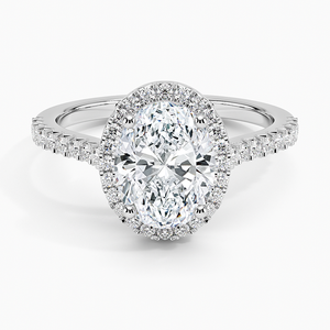 Anillo BOJ 08 con Corte Ovalado, Plata 925, Adornado con Halo de Diamantes Odessa, Anillo de Moissanita de 2ct, Color D, VVS1, Certificado GRA, Precio Bajo - Product Image 1