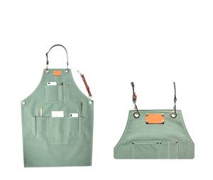 Tablier de barista professionnel en toile avec logo personnalisé, sangle en cuir réglable, uniforme pour employé de café, serveur de comptoir de café, fonctionnel - Product Image 3