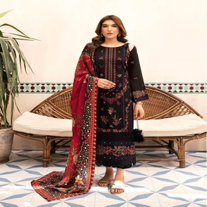 Liquidación de Ropa India y Pakistaní Original de Ramsha, Conjunto de Salwar Kameez para Mujer, Sin Costuras, Algodón Puro, Bordado Intenso - Product Image 3