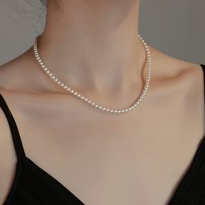 Collar de Perlas AK de Agua Dulce de Acuicultura Natural de 3-7 mm, Perfectamente Redondas, Aurora, Casi Impecables, Estilo Celestial, Pequeñas, Tipo Bombilla - Product Image 1