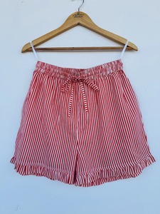 Shorts de Verano Ligeros de Algodón a Rayas Rojas y Blancas para Mujer, Estilo Bohemio, Cintura Elástica, Shorts de Playa, Casuales, Cómodos para el Día a Día - Product Image 1