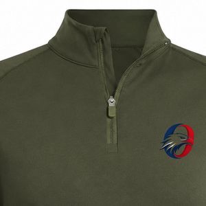 Pull de golf à manches longues vert olive avec fermeture éclair quart de tour pour homme – Haut de performance sportif, tenue d'entraînement en extérieur, vêtement athlétique décontracté - Product Image 4