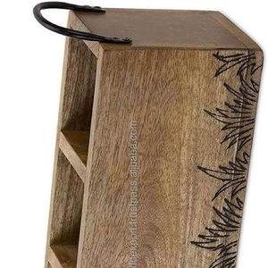 Porte-serviettes de table moderne imperméable et écologique pour ustensiles de cuisine Support de rangement en bois de manguier pour cuillères fourchettes - Product Image 1