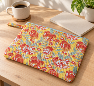 Funda para Portátil de Algodón con Diseño Floral Acolchado Vintage de VEER HANDIRCRAFTS, con Cierre de Cremallera Impermeable y Asa Suave, Hecha en Rajasthan - Product Image 6