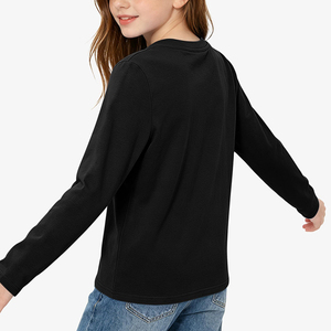 Servicio OEM, Camiseta de Algodón y Elastano para el Regreso a Clases, Camiseta de Manga Larga con Cuello Redondo para Niñas Adolescentes, Ropa Infantil - Product Image 2