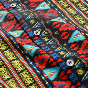 Camisas de Playa con Estampado Geométrico Boho, Camisa Hawaiana Tropical con Botones, Manga Corta, Rayas Triangulares, para Hombre - Product Image 3