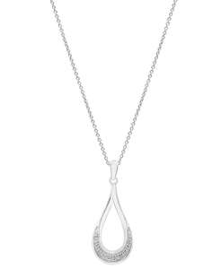 2-Pc. Set Diamond Open Teardrop Pendant <b>Necklace</b> & Matching <b>Drop</b> Earrings (1/6 ct. t.w.) in Sterling Silver, Created for | Macy - Product Image 2