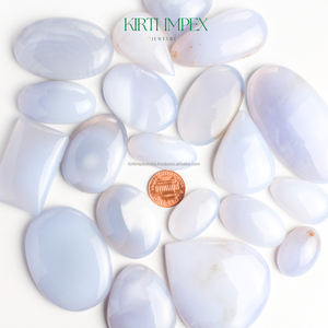 หินแคลซิโดนีสีขาวธรรมชาติแท้ รูปทรงวงรี/ทรงคุชชั่น/ทรงคัชชั่นคัต คุณภาพสูง รับรองโดยผู้ตรวจสอบอิสระ คริสตัลหลวม ด้านหลังเรียบ - Product Image 2