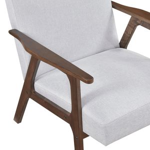 Poltrona Moderna Contemporanea 1 Pezzo, Rivestimento in Tessuto Grigio, Finitura Marrone, Legno Massello di Gomma, Arredamento Moderno per Soggiorno con Cuscino - Product Image 4