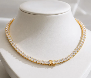 Collar de tenis chapado en oro con circonitas micro pavé, joyería llamativa para mujer, uso diario - Product Image 1