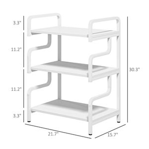 Portaoggetti in Metallo Bianco a 4 Ripiani, Supporto per Stampante a 3 Livelli per Organizzazione Cucina, Scatola per Imballaggio - Product Image 2