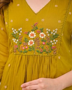 Conjunto de Kurta Anarkali Bordada en Viscosa para Mujer, con Pantalón y Dupatta, Elástico, Ropa Étnica para Fiesta - Product Image 5