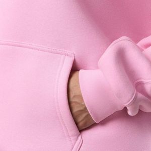 Sudadera con Capucha Oversize Rosa Claro de Invierno con Estampado y Bordado para Mujer, de Forro Polar, Manga Larga, Estilo Casual Urbano, Ajuste Relajado, a la Moda - Product Image 4