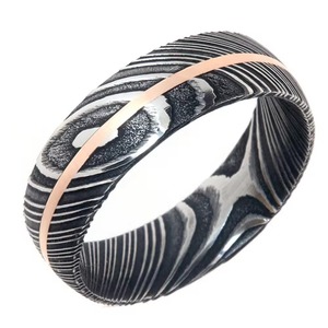 Anillo de Acero de Damasco Negro para Hombre, Anillo de Boda, Ajuste Cómodo, Hecho a Mano, Patrón Único Oscuro, Joyería de Moda para Novio, 3 Años de Garantía - Product Image 2
