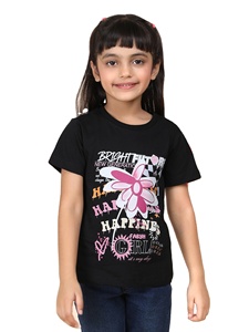 T-shirt à col rond 100% coton personnalisé pour filles disponible dans différentes méthodes et matériaux d'impression main à vendre - Product Image 2