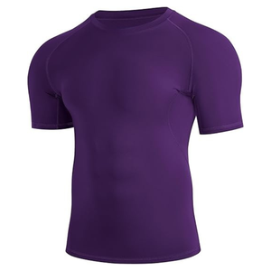 Camiseta de Compresión Morada Unisex, Ajustada, de Secado Rápido, Spandex/Algodón Elástico, Sin Costuras, para Entrenamiento de Artes Marciales, Manga Corta - Product Image 6