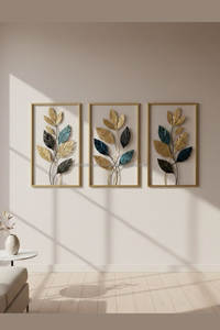 Décoration murale moderne en métal vertical, sculpture florale grimpante encadrée gris argenté pour salon et chambre à coucher - Product Image 3
