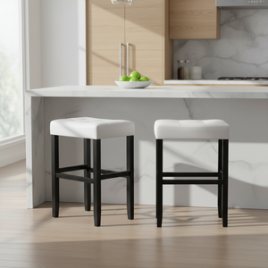 Tabouret de bar moderne en cuir PU sans dossier, tabouret de comptoir rembourré pour cuisine - Product Image 3