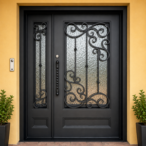 Puerta de Hierro Forjado Personalizada, Puerta de Entrada de Hierro de Lujo, Puerta de Hierro Forjado Moderna, Puerta Frontal de Hierro Antioxidante para Proyectos de Villas, Venta al Por Mayor - Product Image 4
