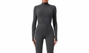 จั๊มสูทออกกำลังกายผู้หญิง ผ้าสแปนเด็กซ์/ไนลอน ระบายอากาศได้ดี แบบชิ้นเดียว ซิปหน้า แขนยาว กระชับสัดส่วน ควบคุมหน้าท้อง เหมาะสำหรับโยคะ ฟิตเนส บอดี้สูทรัดรูป - Product Image 3