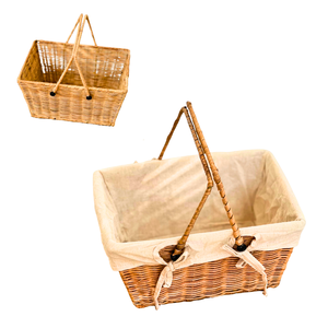 Eco-Friendly <b>Wicker</b> RATTAN <b>Storage</b> <b>Basket</b> with Metal Frame and Removable Cotton Liner - Product Image 1