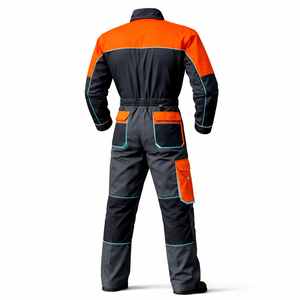 High Visibility Cotton Men's Workwear Safety Uniform Reflective Construction Coverall Durable Industrial Protective Clothing Set - Product Image 4