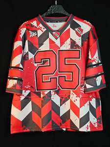 Maillot de football NFL sportif personnalisé PUFFIN SPORTS pour homme, manches courtes, épaules tombantes, motif géométrique, col en V, séchage rapide, coupe classique - Product Image 4