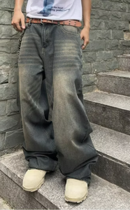 Pantalon Harem en Denim Délavé pour Homme, Coupe Ample, Taille Mi-Haute, Déchiré, Style Hip-Hop, Streetwear, Idéal Printemps - Product Image 4