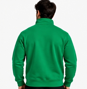 Sudadera deportiva de manga larga para hombre Index Apparel, verde, con cremallera de un cuarto, cuello alto y rayas, corte regular - Product Image 2