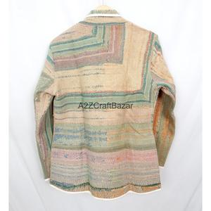 Indian Bohemian <b>Kantha</b> Vintage Breathable Eco-Friendly Knitted Cotton Regular Length Ladies Autumn Winter <b>Jacket</b> - Product Image 6