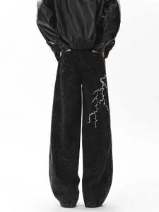 Jean baggy vintage personnalisé brodé pour homme, coupe large, style streetwear, denim gothique, hip-hop, coupe ample, pantalon oversize - Product Image 3