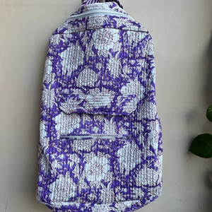 Wholesale Foldable Lightweight <b>Summer</b> Spring Hand Block Printed Boho Backpack for Women-Stylish Beach Outdoor <b>Quilted</b> Bag Zipper - Product Image 1