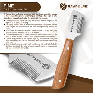 หวีสัตว์เลี้ยงสแตนเลส Flamia & Jabz ด้ามไม้ พร้อมมีดโกนขนสำหรับสุนัขและแมว ทำจากไม้พะยูง - Product Image 4