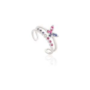 Anillo de Mariposa de Oro Amarillo de 14K con Múltiples Piedras Preciosas, Ajustable, con Engaste de Garras - Product Image 3