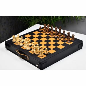 Juego de Ajedrez Staunton de Madera Vintage con Estuche de Almacenamiento de Cuero Sintético - Tablero de Ajedrez Profesional para Torneos, Juegos de Mesa de Alta Gama - Product Image 1