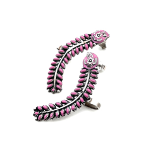 Boucles d'oreilles clous en émail rose mignonnes en forme de feuille pour femme Silver Mountain, en argent sterling 925 avec motif étoile en relief, idéales pour un cadeau d'anniversaire - Product Image 2