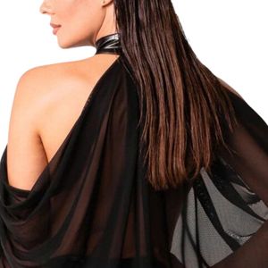 Women's Black Sheer Mesh Bodysuit Long Sleeve High Neck Stretch Slim Fit One Piece Elegant Transparent Fashion Bodywear Top - Product Image 6