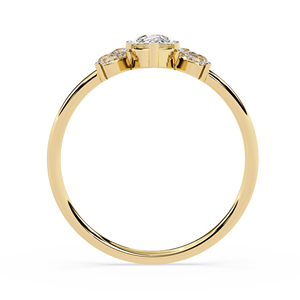 Anillos clásicos de compromiso, boda y aniversario con diamantes de corte pera cultivados en laboratorio, engastados con puntas, en oro macizo de 14K, joyería fina. - Product Image 3