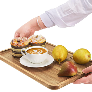 Factory Wholesale Wooden Tray with Raised Edge, <b>Solid</b> <b>Wood</b> Organizer Tray for <b>Desk</b> Storage Kitchen and Serving Use - Product Image 5