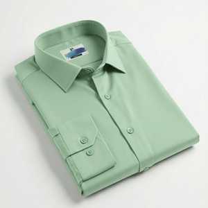 Chemise habillée unie en popeline à manches longues coupe ajustée pour homme |   Chemise de travail formelle d'automne sans plis |   Vente en gros personnalisée OEM/ODM - Product Image 2