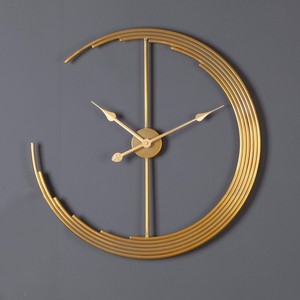 Minimal Black and <b>Gold</b> Circular Wall <b>Clock</b> with Geometric Panel Design for Modern Office Living Room and Clean Interior - Product Image 5