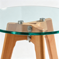 Table à manger moderne en bois avec plateau en verre trempé, table rectangulaire en verre pour salle à manger, mobilier de restaurant