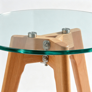 Mesa de Comedor Moderna de Madera con Cubierta de Vidrio Templado, Mesa Rectangular para Comedor, Muebles para Restaurante - Product Image 3